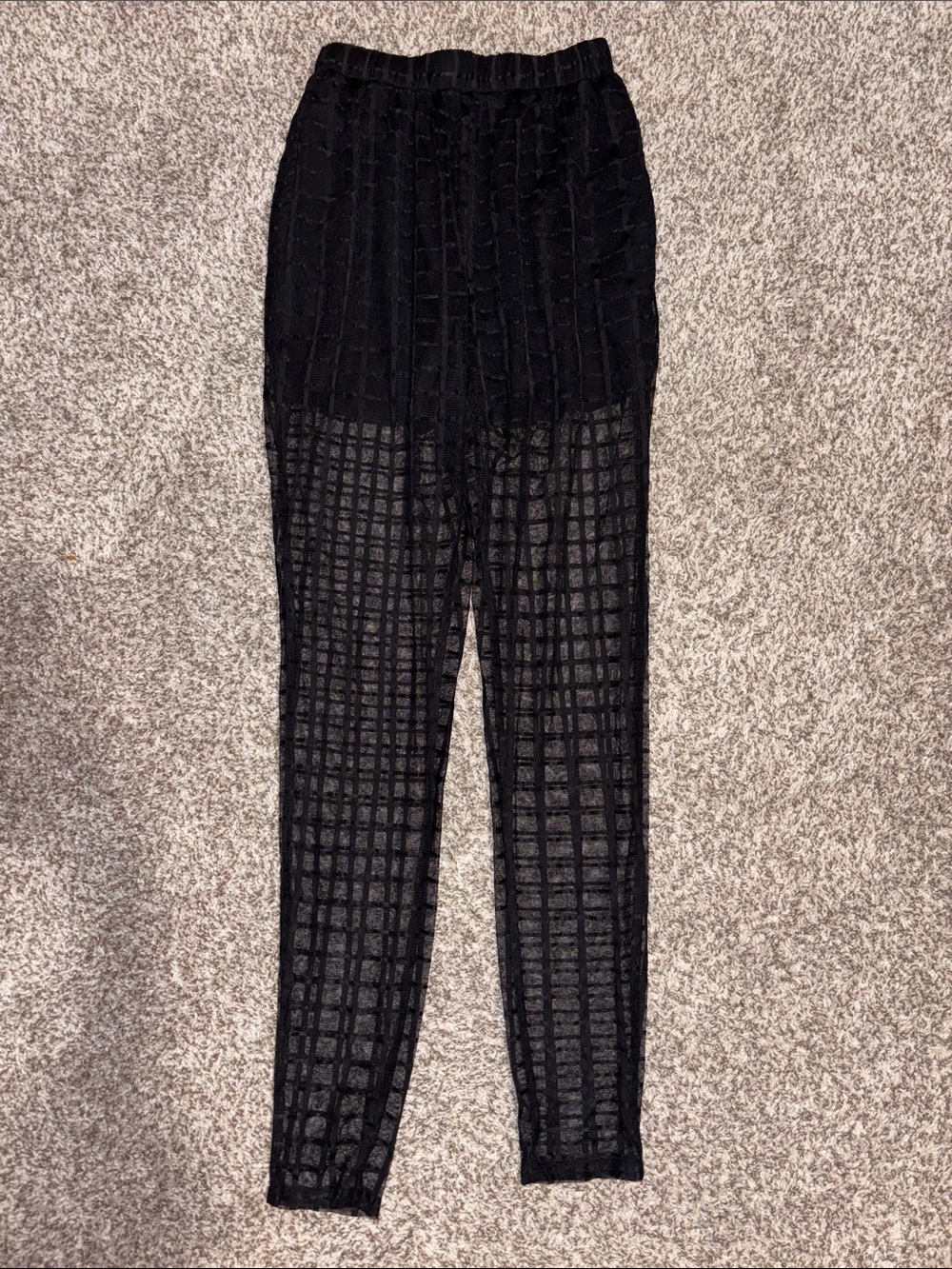 Black Grid Sheer Leggings - Women Pants